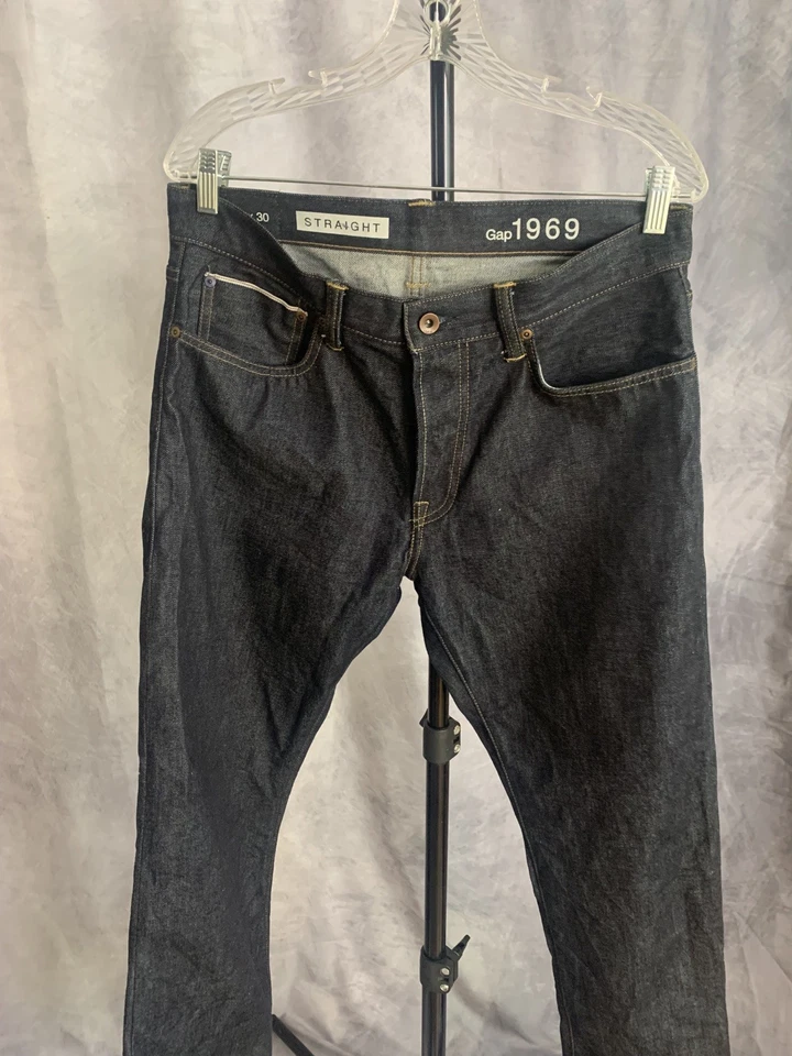 Gap 1969 Jeans Mens size 32x30 selvedge dark ringspun casual button fly straight - Image 4 of 4