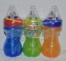 Nuby No-Spill Sippy Cup With Flex Straw-(3 Pack) New Fast Shipping 