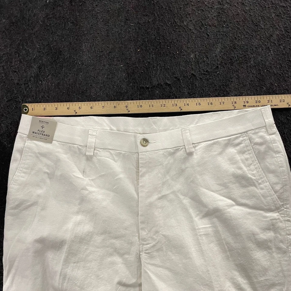 Pantalón Chino REACTION KENNETH COLE Mezcla de Lino Calce Ajustado Para Hombre Talla 40x32 Foto 3 de 4