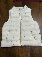 Gymboree Size 6-9 Mo Puffer Vest Ivory With Gold Hearts NWOT