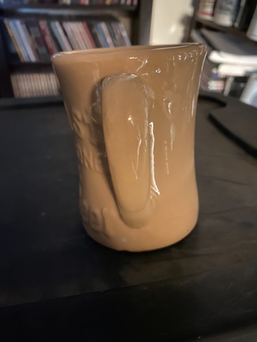 Beige ceramic mug with “Belfast Old Fashioned Root Beer” logo, black “Tepco Made in U.S.A.” text on side.