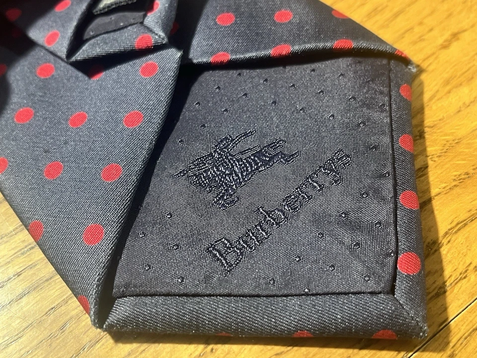 Burberry 100% silk tie, 3.75" wide, black/red polka dots: 57" long - Image 3 of 4