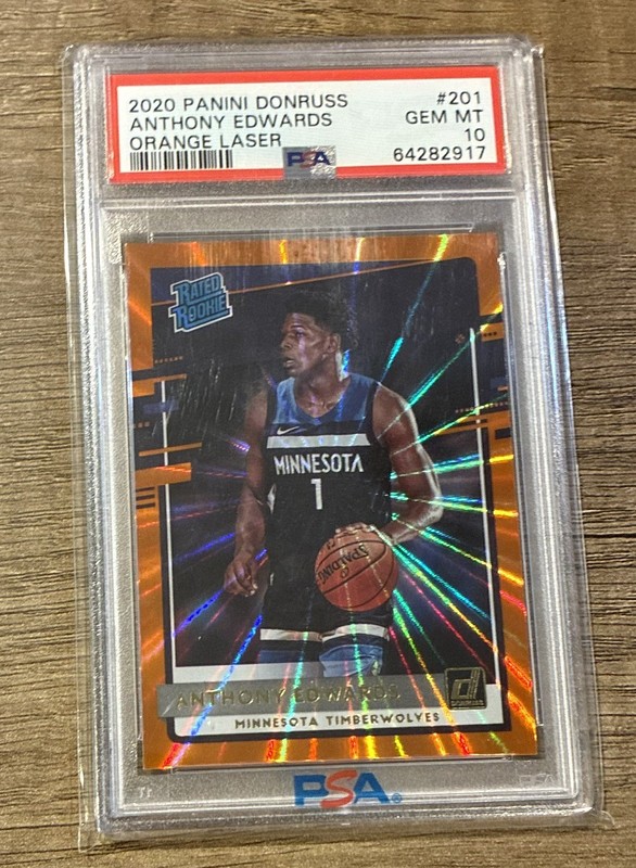 Anthony Edwards 2020 Donruss Orange Laser Prizm Rated Rookie RC PSA 10 GEM MINT