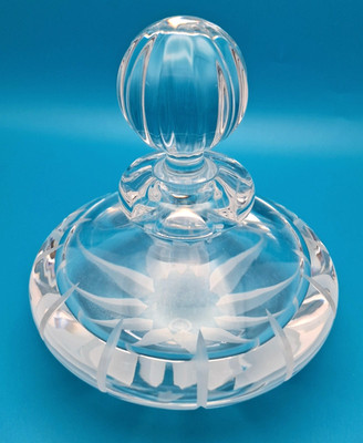 Beautiful Etched Cut Glass Perfume Bottle And Stopper