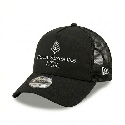 Four Seasons Hotel Embroidered 9FORTY Trucker Hat Black Mesh Snapback Cap