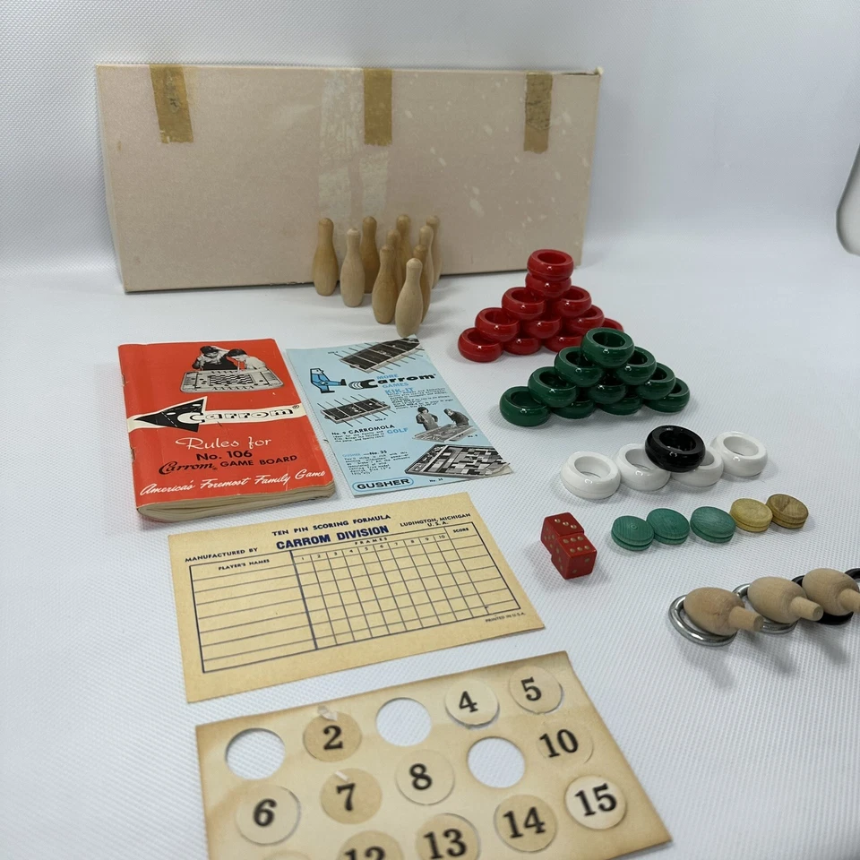 Vintage Carrom Industries Inc Game Board No 106 Game Pcs Sticks please read - Image 3 of 4