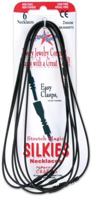 Stretch Magic Silkies Necklaces 2mm 6/Pkg Black 16.5 inch