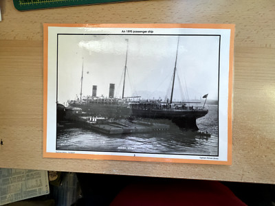 1895 Personenschiff Bild B/W Druck 11x8'''' F.F & Co 36664