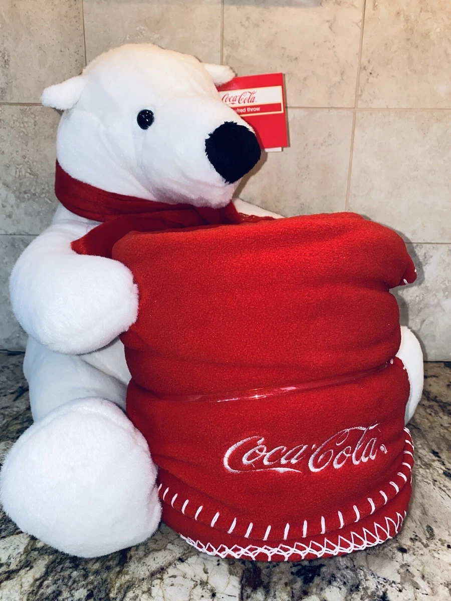 Coca Cola Polar Bear 13 Plush Stuffed Animal Red Scarf Throw