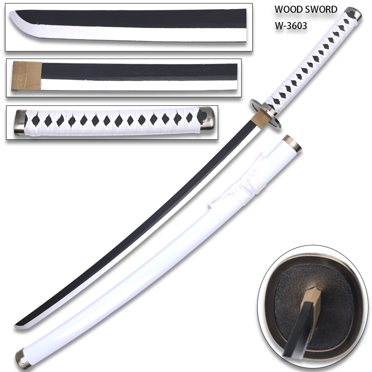 One Piece Roronoa Zoro's Wado Ichimonji Sword Wood All White Anime