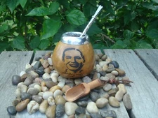 Carlos Gardel Logo - Mate Gourd- Hand Made- Straw + Spoon BONUS- Yerba Mate