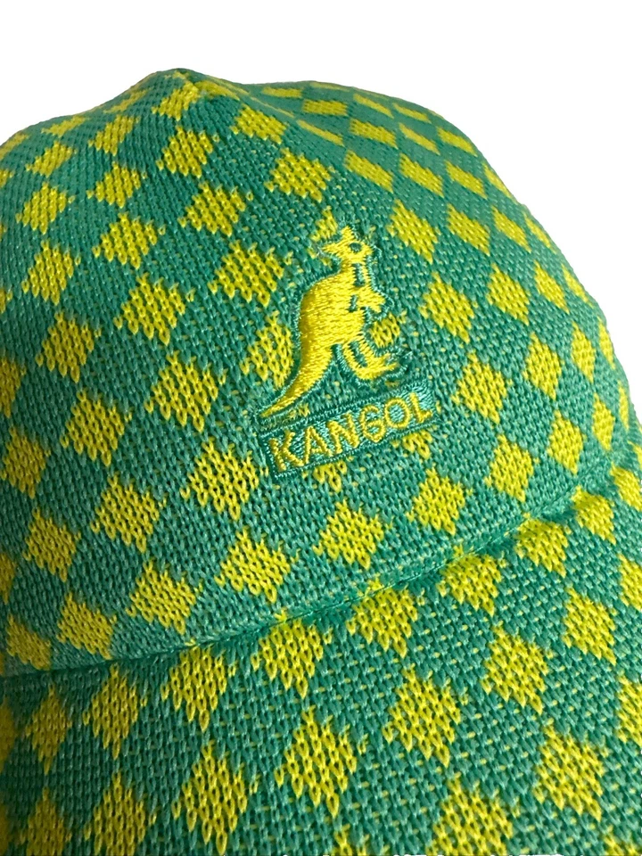 KANGOL Kids Cap Hat MEDIUM Green Yellow Check 38.83 - Image 2 of 4