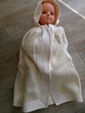 burnous vêtement bébé baigneur ancien années 50, lainage et satin, authentique,