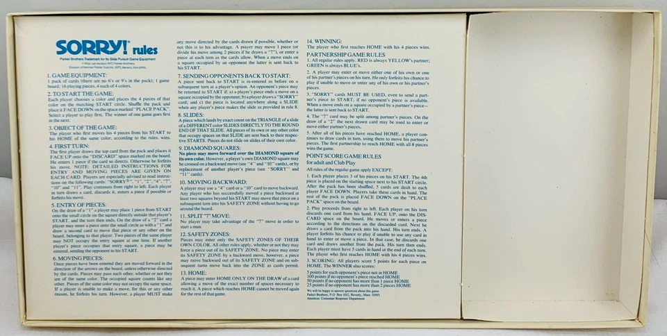 1972 Sorry! Game by Parker Brothers Complete in Very Good Condition FREE SHIP - Image 4 of 4