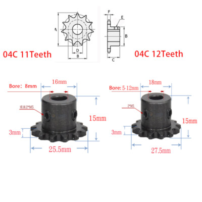 #25 Roller Chain With Step Drive Sprocket 04C 11T Pitch 1/4'' 6.35 For #25 Chain