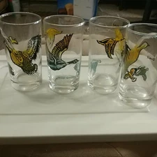 Lot-4 Boscul Wild Geese(2) and Grouse(2) Tumbler Drinking Glasses-12oz.