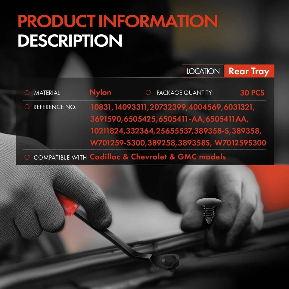 30 piezas clips de retención de protector de parachoques de nailon de 7,94 mm de una sola cabeza para GM Chevy Foto 2 de 4