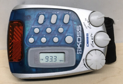 KOSS PP257B - AM/FM Sport Radio Walkman  w/ Belt Clip  Arm Band Silver / Blue