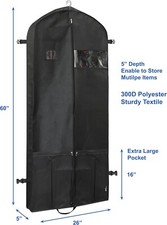Heavy Duty Garment Bag with Pockets 60 Inch for Suits, Tuxedos, Dresses, Coats