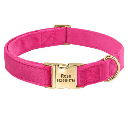 Soft Fleece Personalized Dog Collar Pet Puppy Name ID Tag Metal Buckle Engraved - Picture 15 of 22