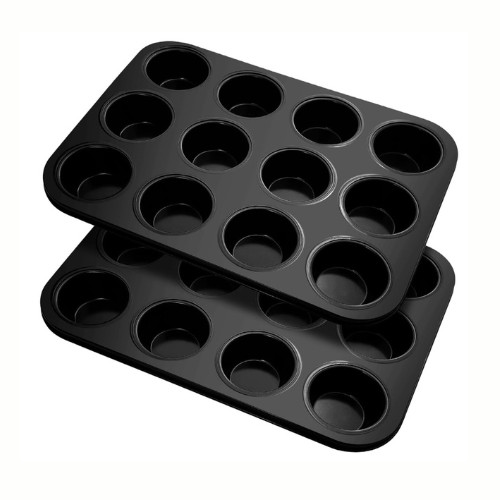 Fousenuk Muffinform, 2Er-Pack Karbonstahl Muffinblech FüR 12 Muffins,-image