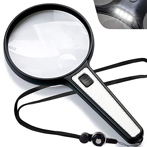 Miao'er Large Magnifying Glass w/t Light for Reading,4.5INCH Lens,3X,6X  Handheld