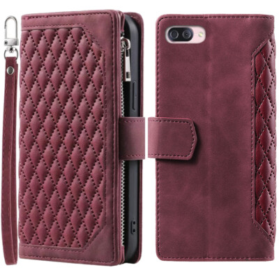 Zenfone 4 Max ZC520KL Rhombic Wallet Case,Luxury Leather Zipper Flip Card Case