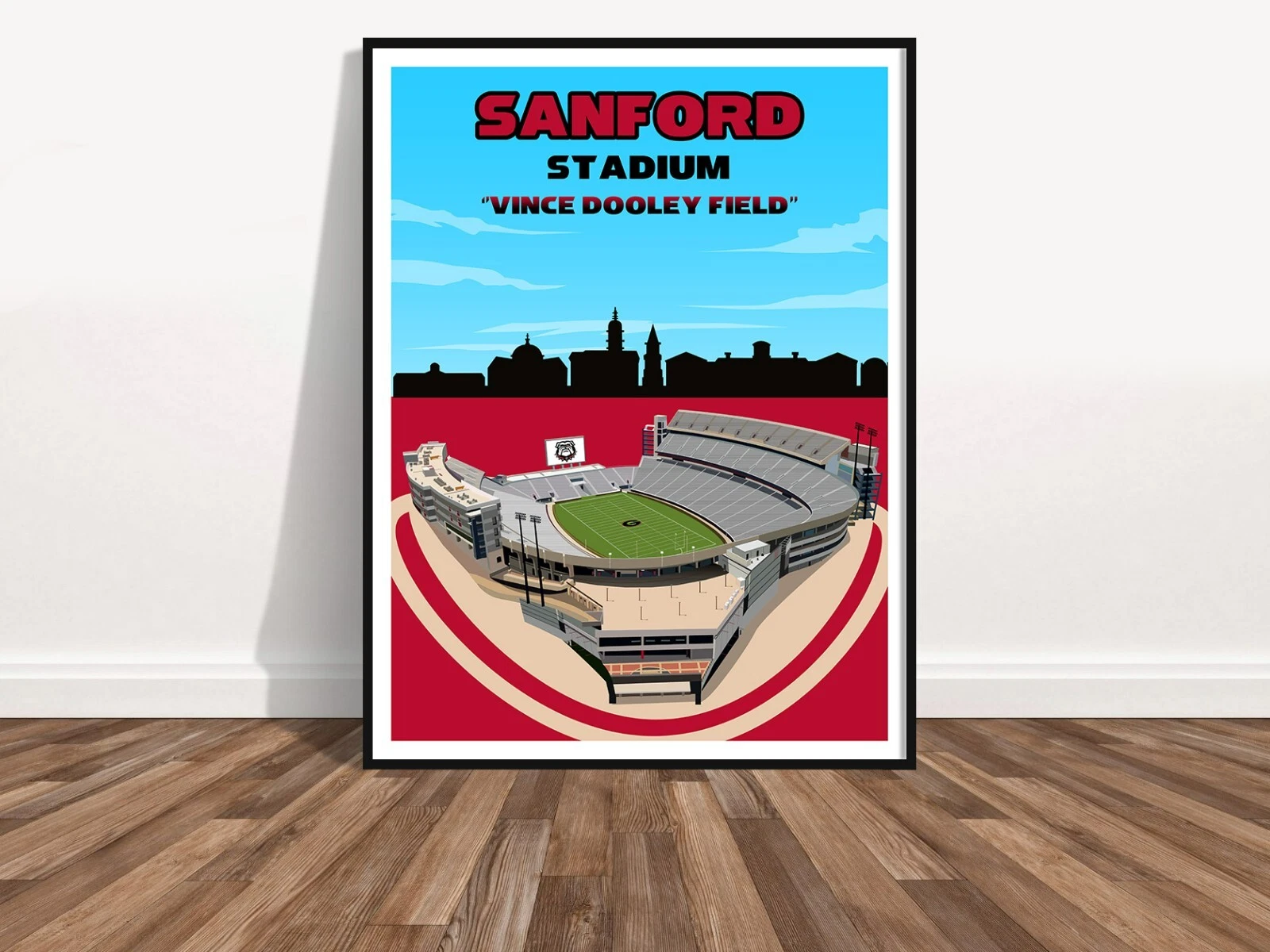 Sanford Stadium GA Bulldogs Vertical Poster Print for Fan Man Cave