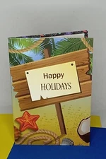 Happy Holidays Greeting Card, Trail, Rope, Starfish, Blank, 4x6