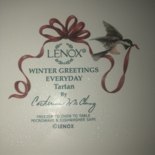 LENOX WINTER GREETINGS EVERYDAY PLATTER 14-1/2" MALE & FEMALE CARDINAL TARTAN - Picture 3 of 3