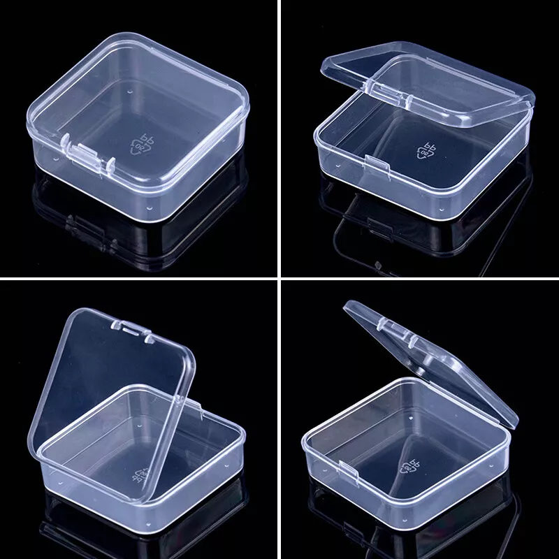 Square Mini Clear Plastic Small Box Hook Jewelry Earplugs