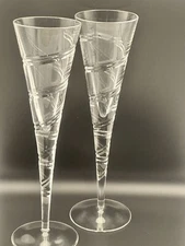 Shannon 24% Crystal By Godinger Cut Spiral Champagne Flute 6.5oz Set Of 2