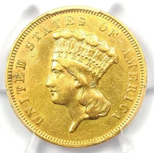 1856-S Three Dollar Indian Gold Coin $3 - PCGS AU Details - Rare "S" Mint Date!