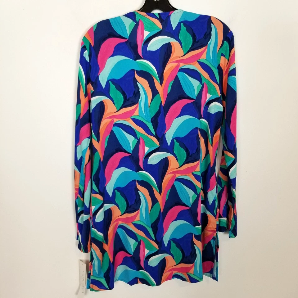 Vestido de playa con cordones estampado azul La Blanca para mujer talla XS túnica de encubrimiento de natación Foto 4 de 4