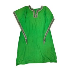 Handmade Caftan Emerald Green Maxi Dress Tunic circa 1970's