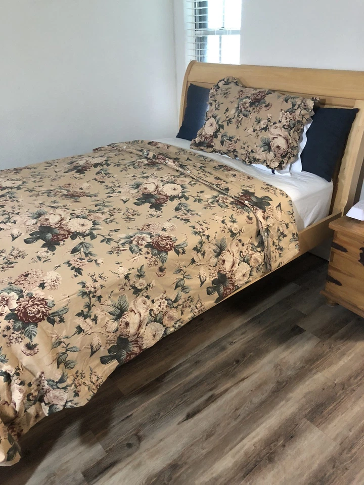 RALPH LAUREN BUCKS COUNTY NEUTRAL FLORAL DUVET COVER SET TWIN 64x86" 2Pc ITALY  - Image 3 of 4