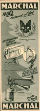 Publicité ancienne accessoires de voiture Marchal Noël issue de magazine 1954 HC