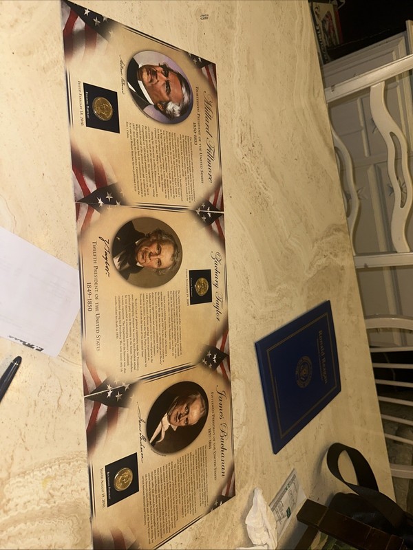 Fillmore, Taylor,& Buchanan , President Coins & Stamps & Reagan Coin
