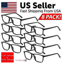 Reading Glasses Mens Womens Unisex Readers Eyeglasses 8 Pack Glasses New Square