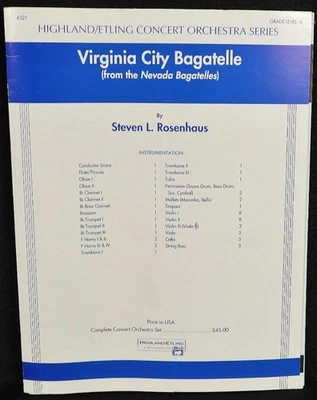 Virginia City Bagatelle Sheet Music Score Book Highland Etling Concert Orchestra - Image 1 of 4