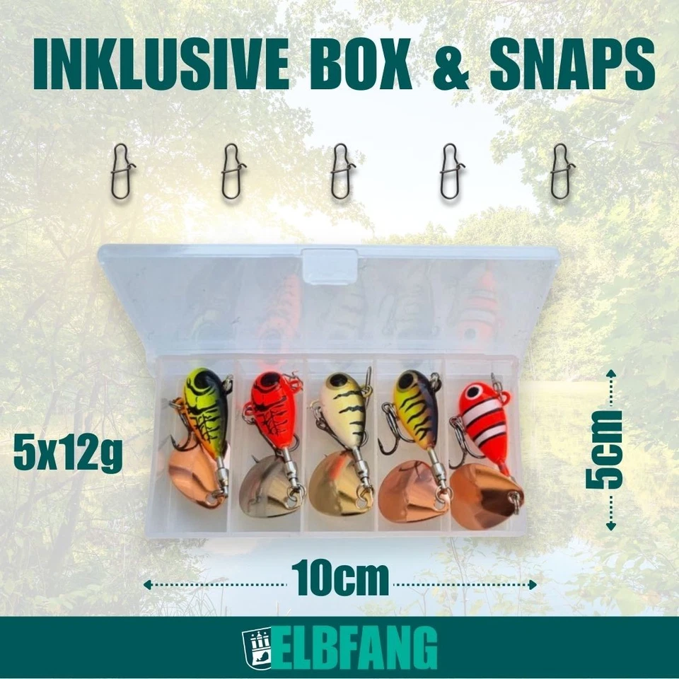 ✅ELBFANG Jig Spinner Barsch Köder Set 12g Spinjig Angeln Köder Zander Hecht - Bild 3 von 4