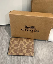 C.OACH Wallet In Signature Canvas Small Men Card Holder Wallet