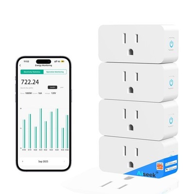 Tuya Smart Plug,Mini with Energy Monitoring,Pro Series 15A Plug,2.4G Wi-Fi Ou...
