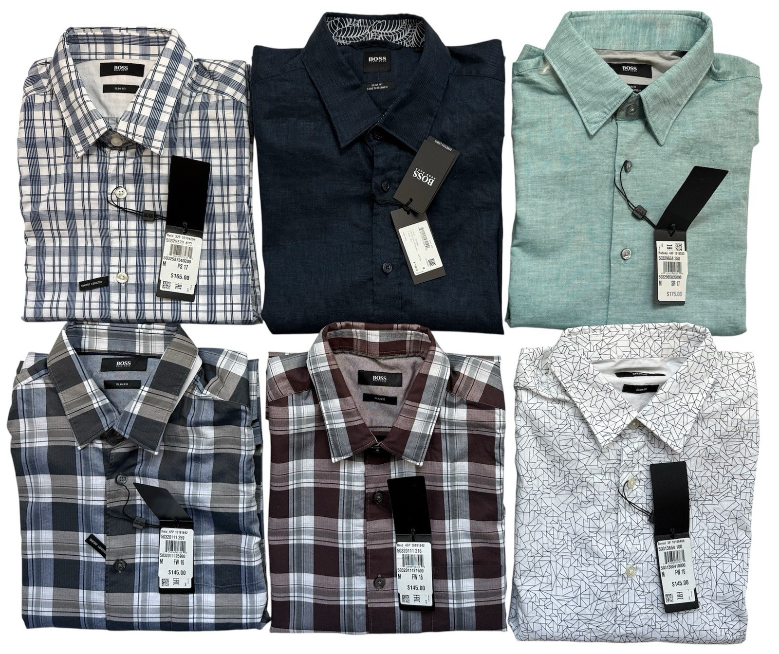 Lot of 6 Hugo Boss Men’s Shirts – Size M – New With Tags