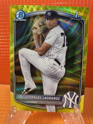 #ad #ad Carlos Lagrange 2025 1st Yellow Wave Chrome Refractor #51 of 75 Yankees #BCP202 $105.00