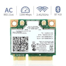 Intel 7260HMW Dual-Band Wireless-AC Card, 802.11ac WiFi Bluetooth 4.0 for PC