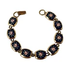 Beautiful Vintage Gold Metal Roses Flowers Estate Old Costume Jewelry Bracelet