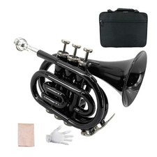 Bb Pocket Trumpet - Brass Pocket Trumpet B Flat Nickel Plated, 7C Mouthpiece,