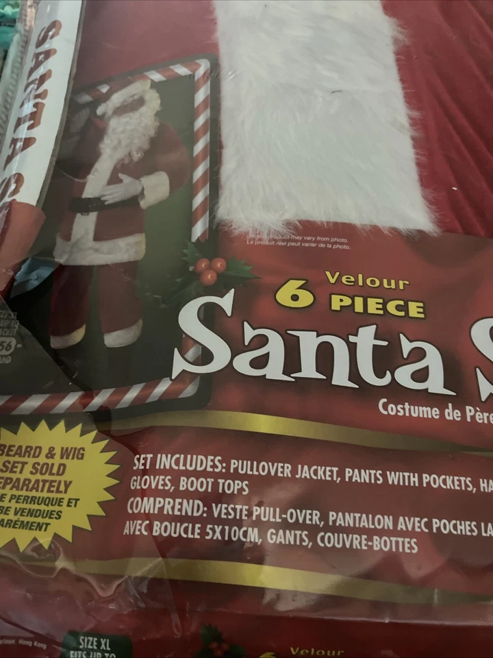 Disfraz de traje de Papá Noel vintage de terciopelo de 6 piezas talla XL, chaqueta, pantalones, sombrero, guantes de cinturón Foto 2 de 4