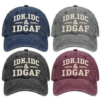 IDK IDC IDGAF Baseball Cap DAD HAT - Lustige sarkastische Papa-Mütze in Erwachs
